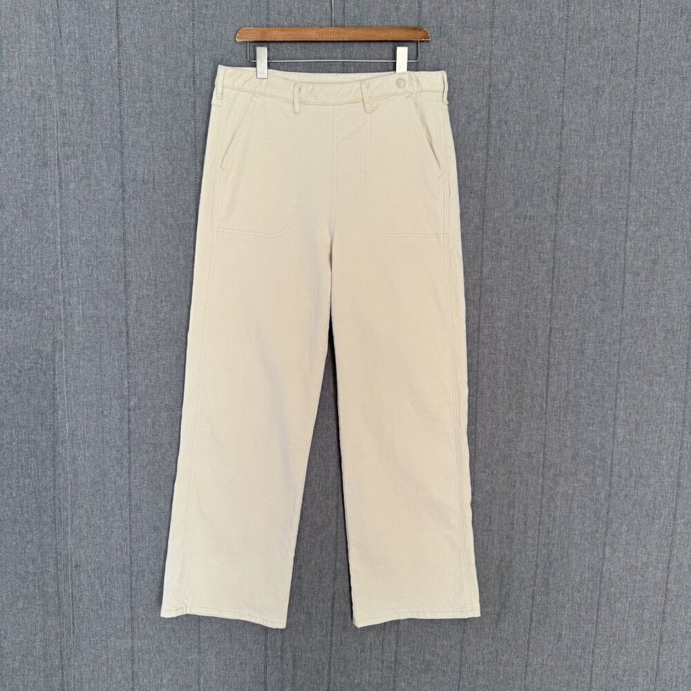 Hot Lava Spring Dream Jean - Cream Wide Straight Leg High Rise Side Zip Size XL